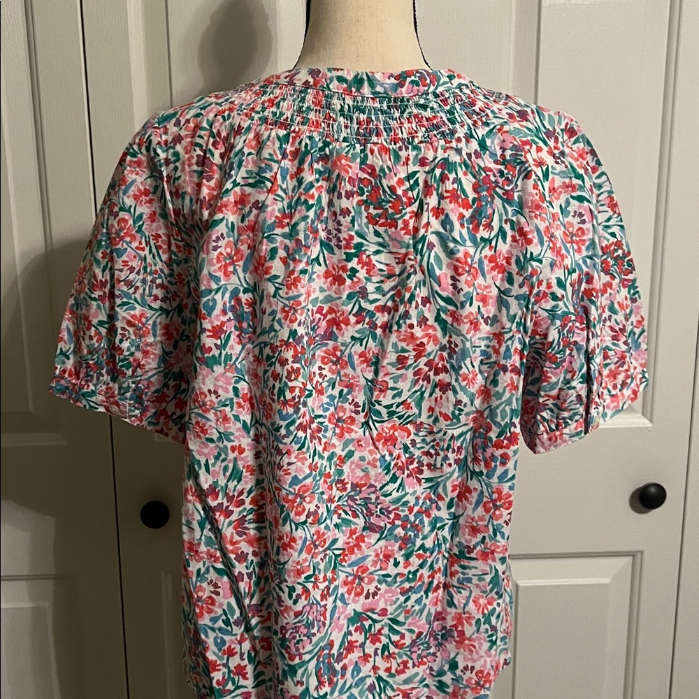 NWT, J.CREW FLORAL, SHORT SLEEVE TOP, COTTON/LINEN SIZE L - Picture 6 of 10